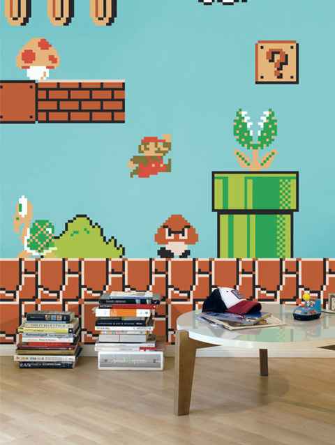 Adesivos de parede inspirados no jogo de videogame Mário Bros!! Lindos, diferentes e super coloridos